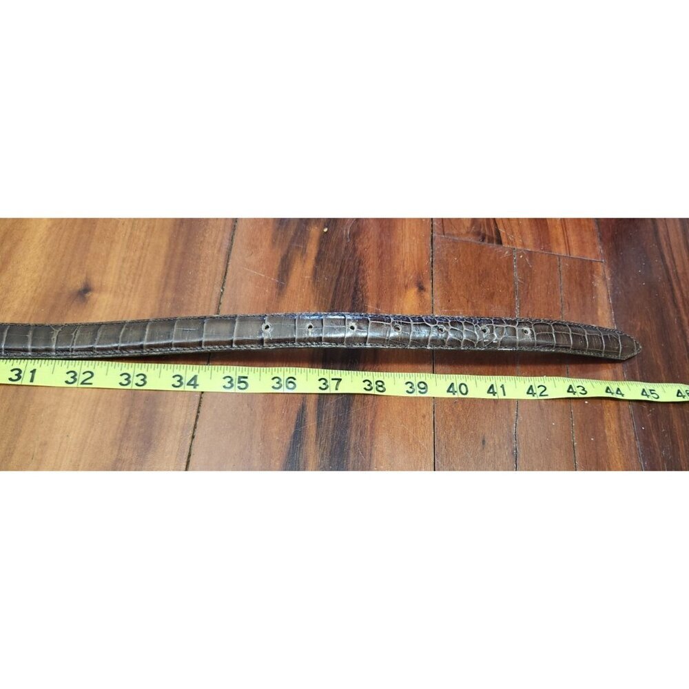 Vintage 80s Vicenza Woman’s 44 Belt Brawn Italian Genuine Calfskin Buckle Skinny - Picture 8 of 9